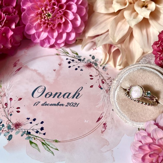 WALL OF FAME - Baby Oonah - Sieraad: ring "Liz" plus ring met geboortesteen plus aanschuifring bolletjes