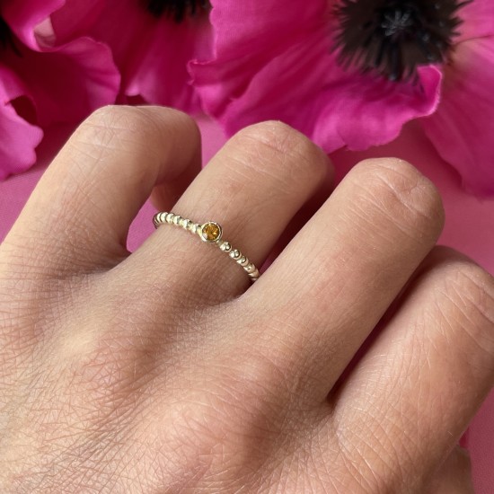 GEBOORTE RING - November - Citrien (ivm stijgende goudkoers zijn alle prijzen voor gouden sieraden tijdelijk op aanvraag)
