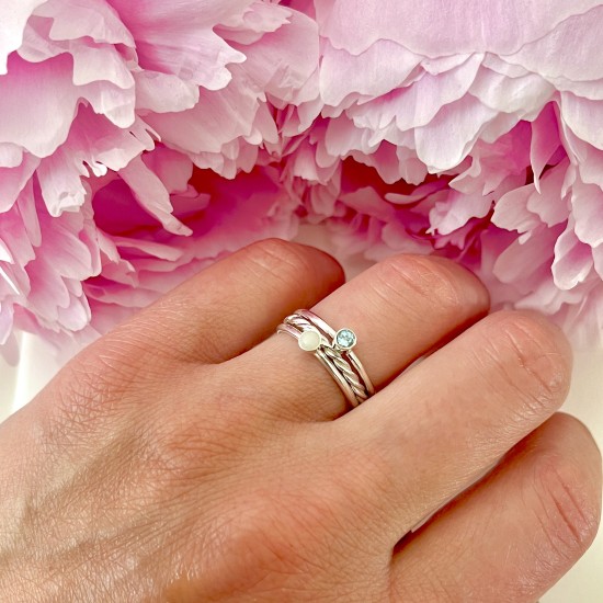 GEBOORTE RING - Maart - Aquamarijn (zilver)