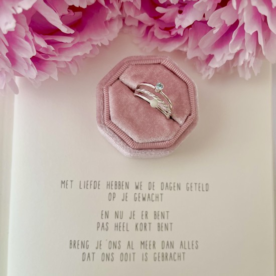 GEBOORTE RING - Maart - Aquamarijn (zilver)