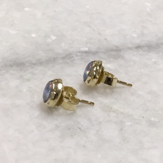 Oorstekers Zilver, Goud en Opaal (extra klein) (prijs op aanvraag)