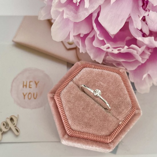 GEBOORTE RING - April - Diamant - (zilver)