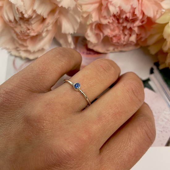 GEBOORTE RING - September - Saffier (zilver)