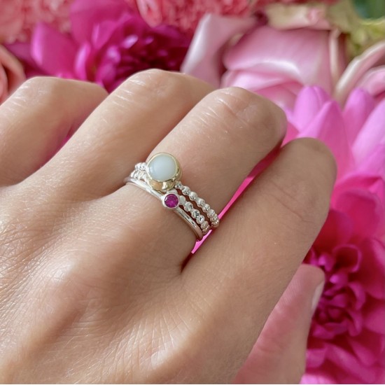 GEBOORTE RING - Juli - Robijn (zilver)